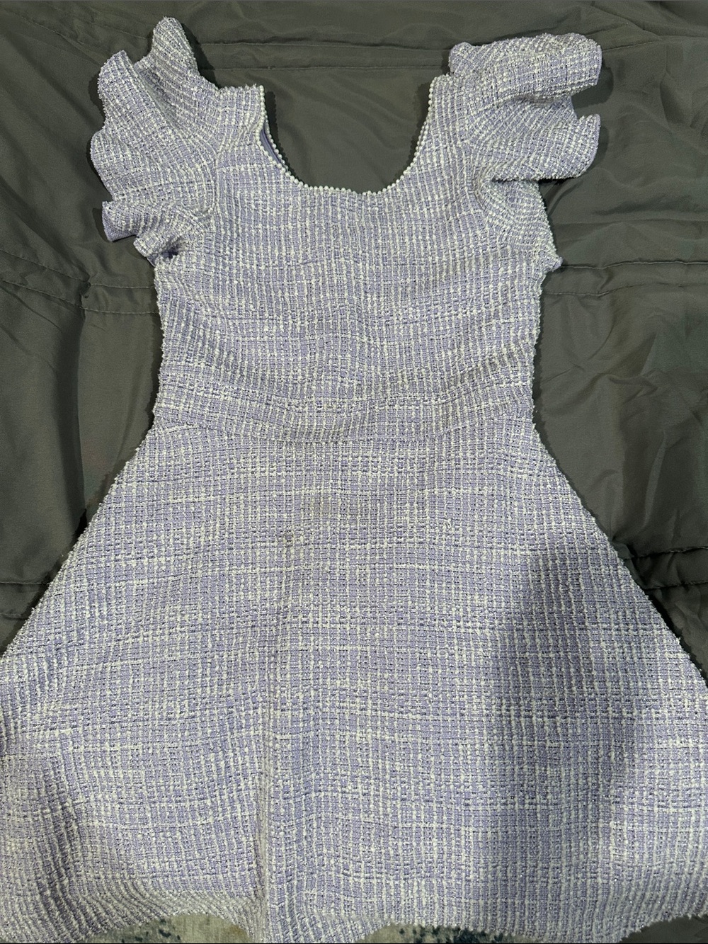 Lavender Textured Ruffle Sleeve Mini Dress